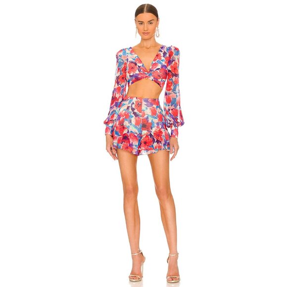 PatBO Floral Cutout Top - Red, Blue, Purple - Picture 4 of 4